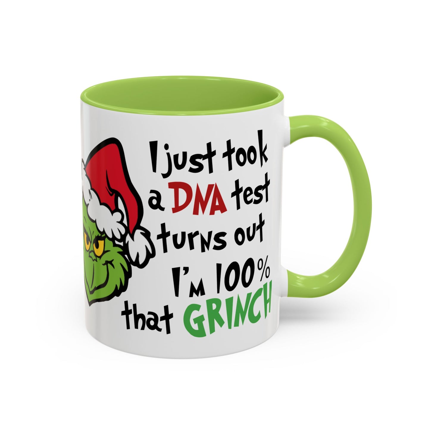 Christmas Coffee Mug, 11oz, "100% Grinch"