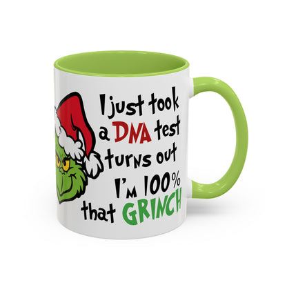 Christmas Coffee Mug, 11oz, "100% Grinch"