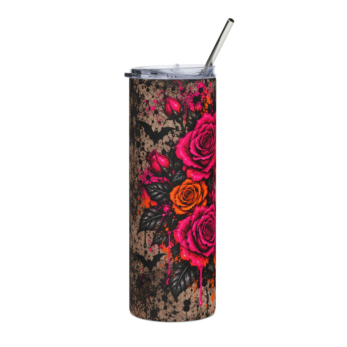 Deadly Blooms 20oz Stainless Steel Tumbler | Gothic Floral Skull Travel Cup by Subbin4Sanity