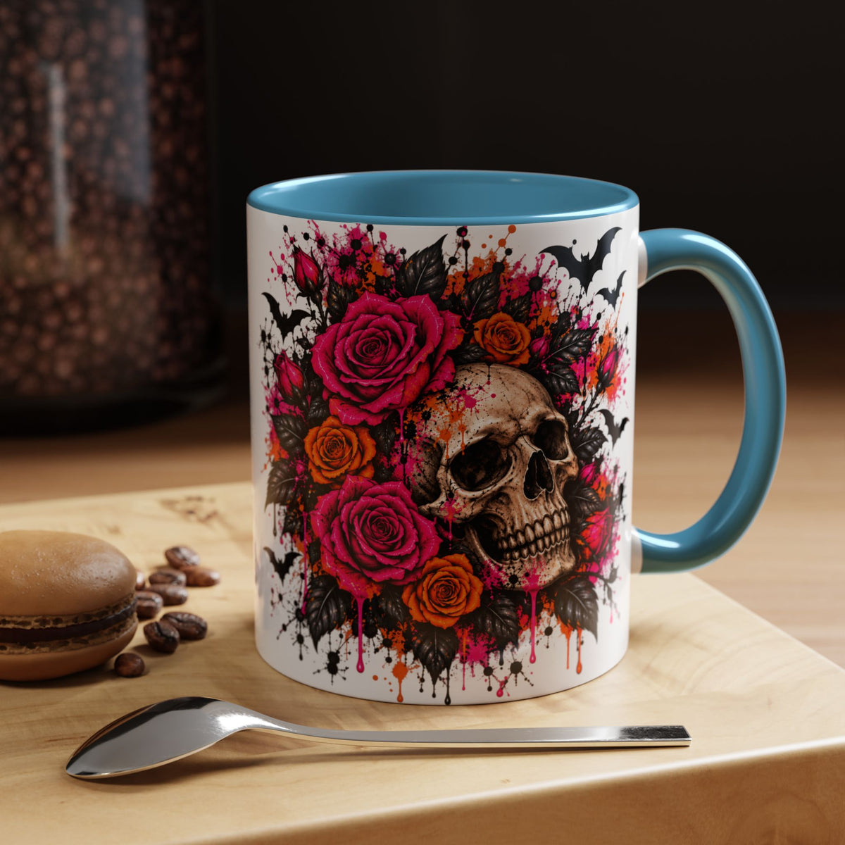 Deadly Blooms Coffee Mug | Gothic Floral Skull Ceramic Mug by Subbin4Sanity