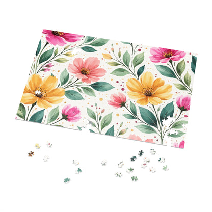 Watercolor Wildflower Garden Pattern – Splatter Bloom Collection – Puzzle & Tin Storage Box