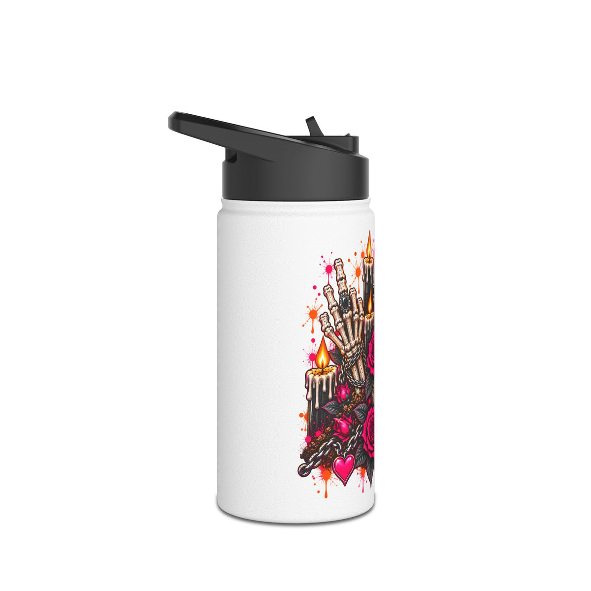 Dirt & Defiance Stainless Steel Water Bottle | Gothic Skull & Coffin Insulated Bottle by Subbin4Sanity