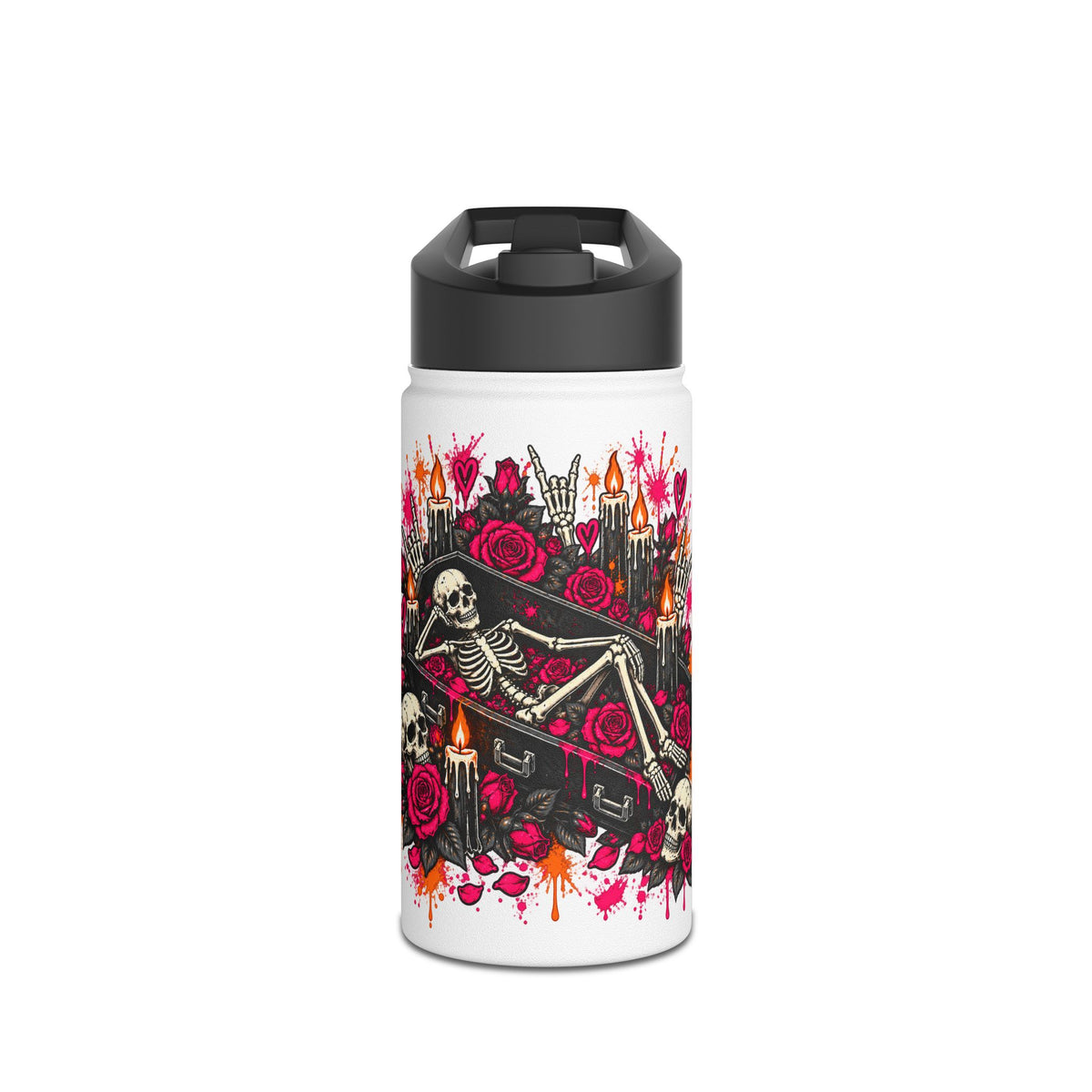 Dead & Unbothered Stainless Steel Water Bottle | Gothic Skeleton Insulated Bottle by Subbin4Sanity