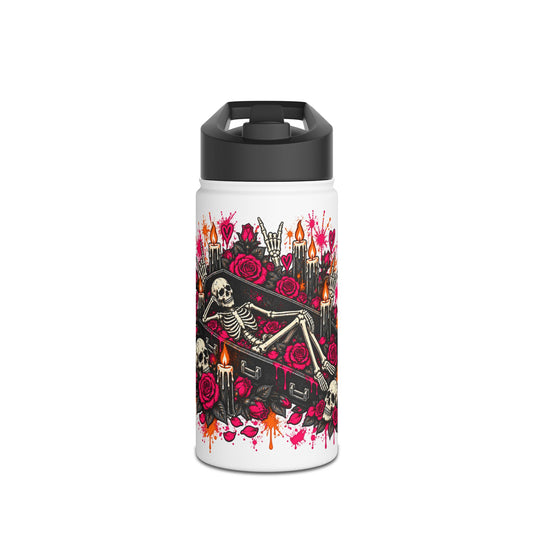 Dead & Unbothered Stainless Steel Water Bottle | Gothic Skeleton Insulated Bottle by Subbin4Sanity