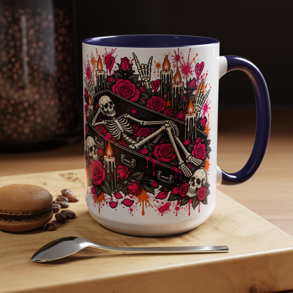 Dead & Unbothered Coffee Mug | Gothic Skeleton Ceramic Mug by Subbin4Sanity