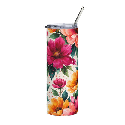 Electric Wildflower Garden Pattern – Splatter Bloom Collection — 20oz Stainless Steel Tumbler