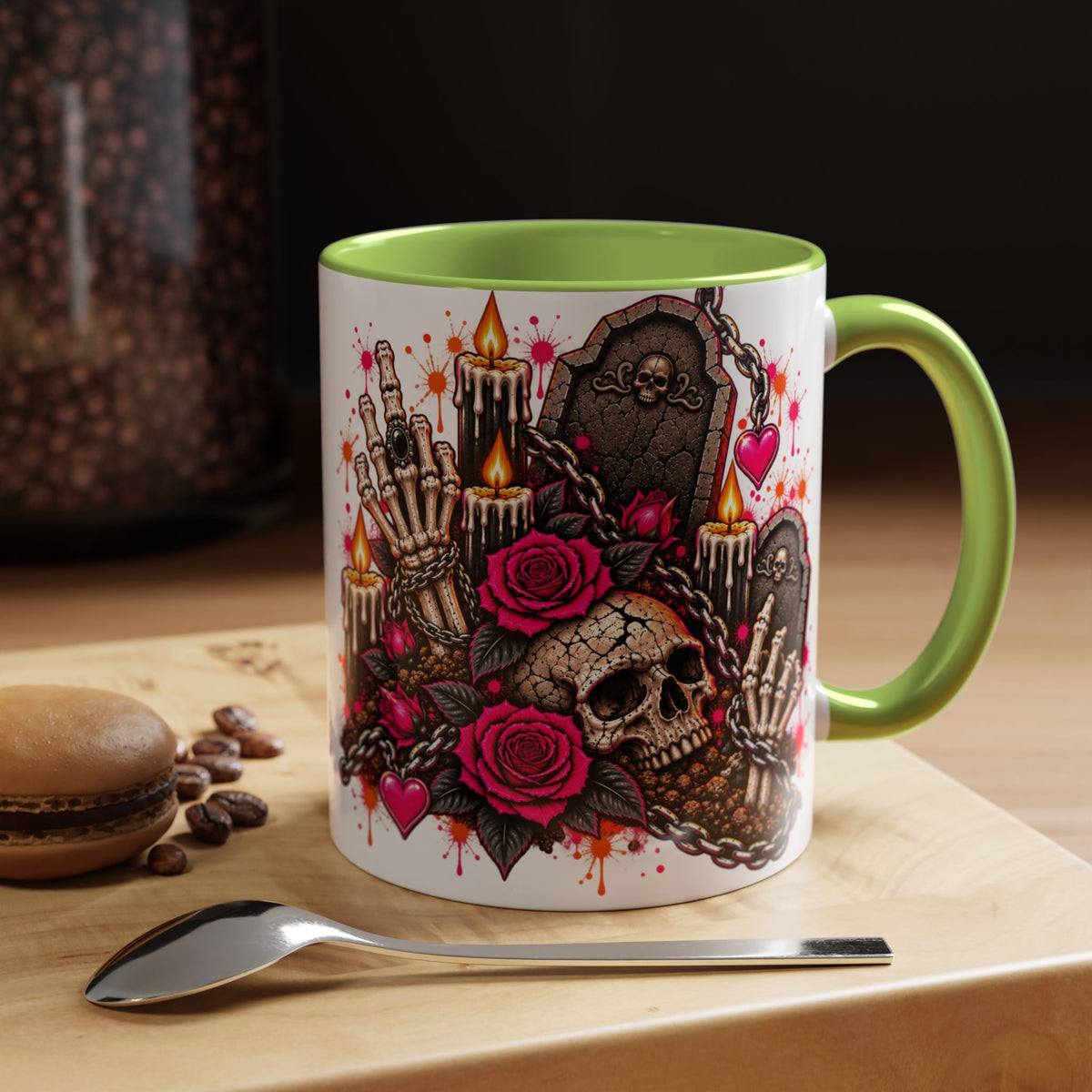 Dirt & Defiance Coffee Mug | Gothic Skull & Coffin Ceramic Mug by Subbin4Sanity