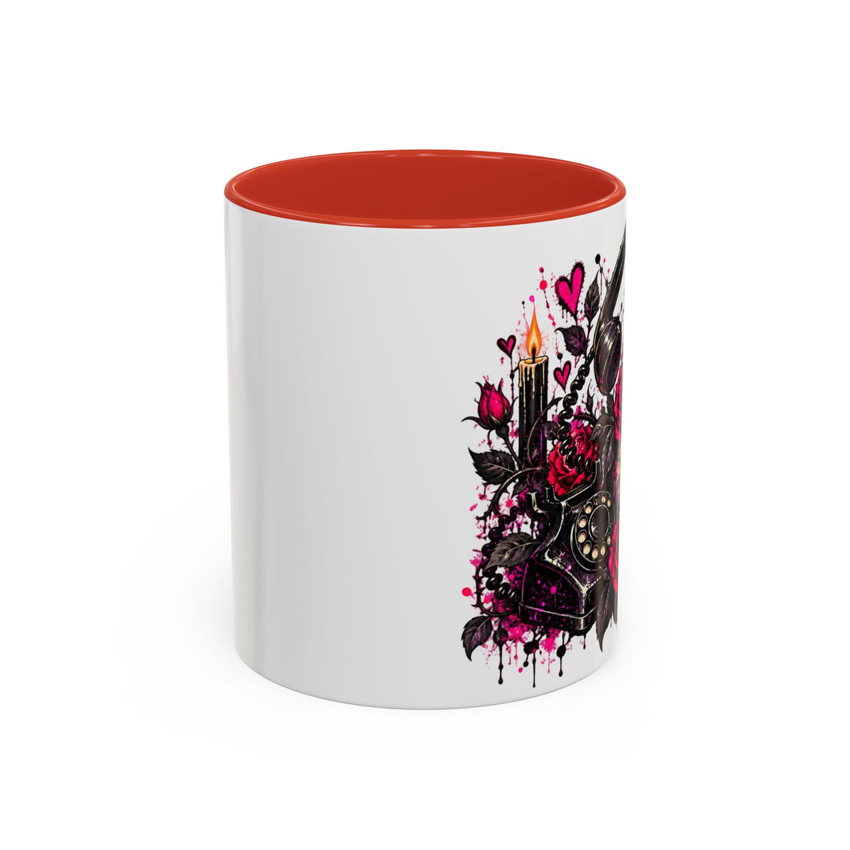 Karma’s Calling Coffee Mug | Gothic Skull & Telephone Ceramic Mug by Subbin4Sanity