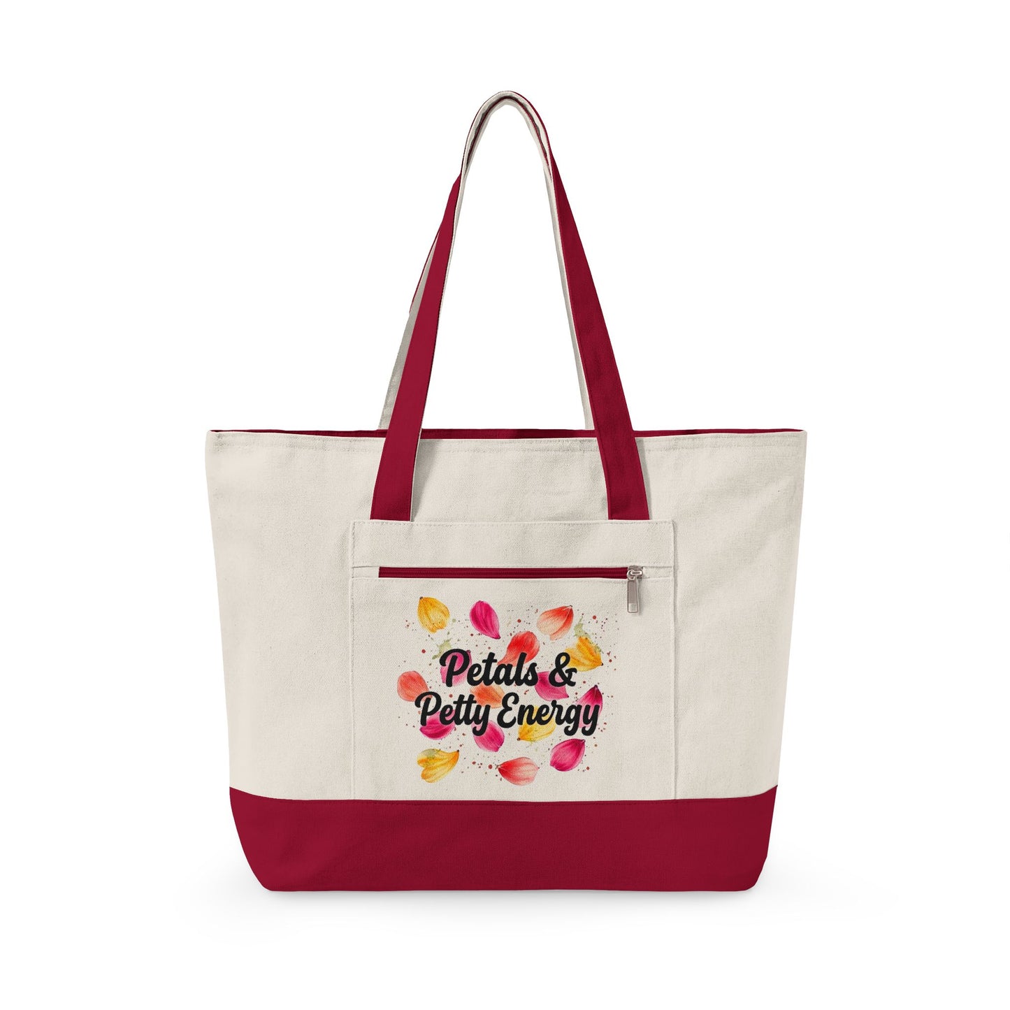 "Petals & Petty Energy" — Zippered Tote Bag
