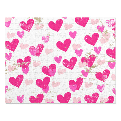 Heart Pattern Jigsaw Puzzle with Tin — Pink Hearts Valentine Puzzle Gift