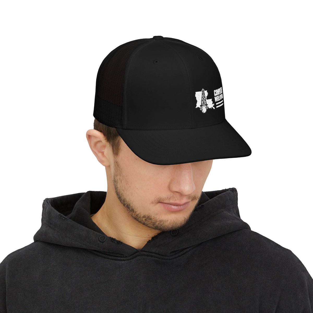Complete Well of LA Custom Snapback Trucker Hat | White/Black Side Logo Embroidery by Subbin4Sanity