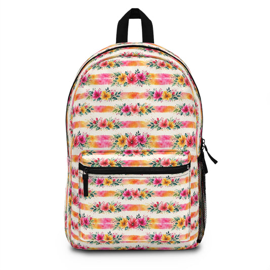 Wildflower Garden Stripe Pattern – Splatter Bloom Collection – School Backpack