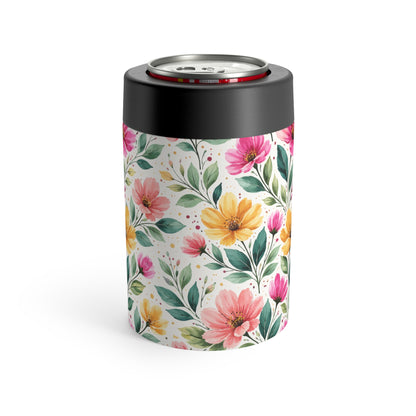 Watercolor Wildflower Garden Pattern – Splatter Bloom Collection – 12oz Insulated Stainless Steel Koozie