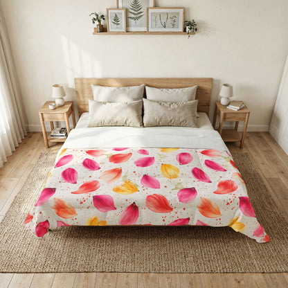 Watercolor Spring Petals Pattern – Splatter Bloom Collection – Comforter