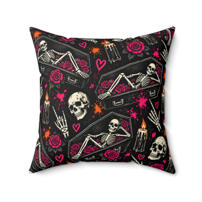Too Dead To Give A Damn Double-Sided Pillowcase & Insert | Gothic Halloween Decor by Subbin4Sanity