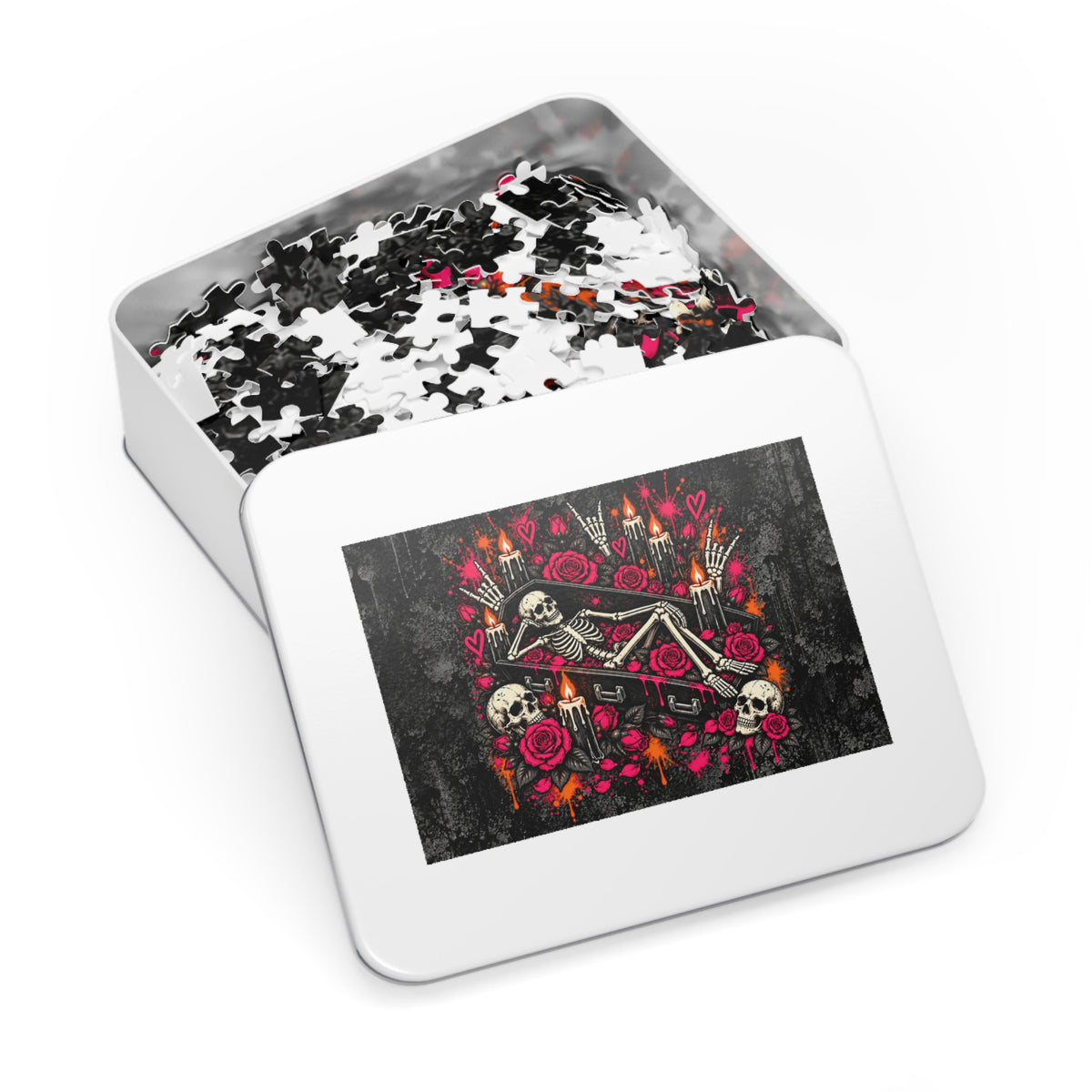 Dead & Unbothered Halloween Jigsaw Puzzle | Gothic Skeleton Statement Puzzle by Subbin4Sanity