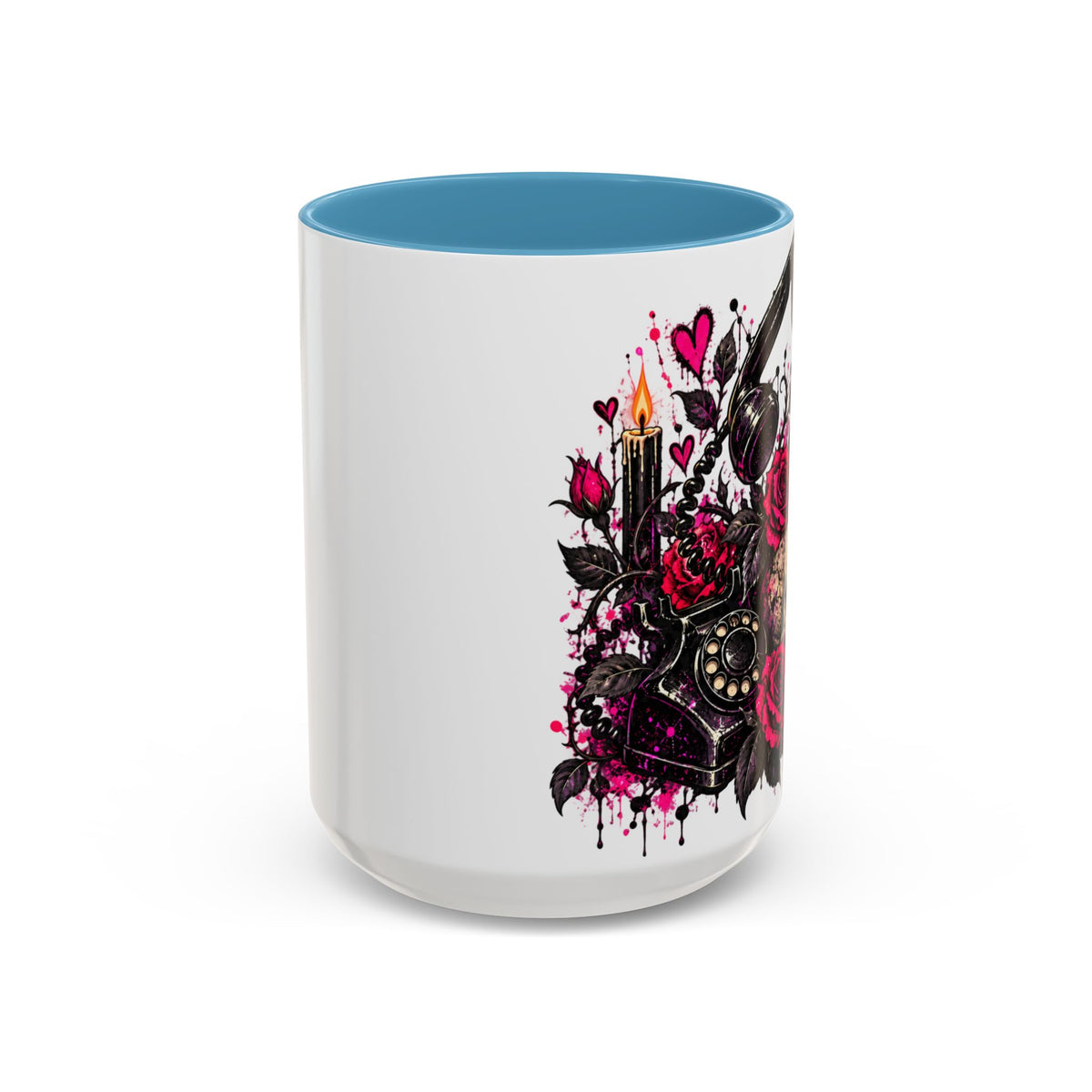 Karma’s Calling Coffee Mug | Gothic Skull & Telephone Ceramic Mug by Subbin4Sanity