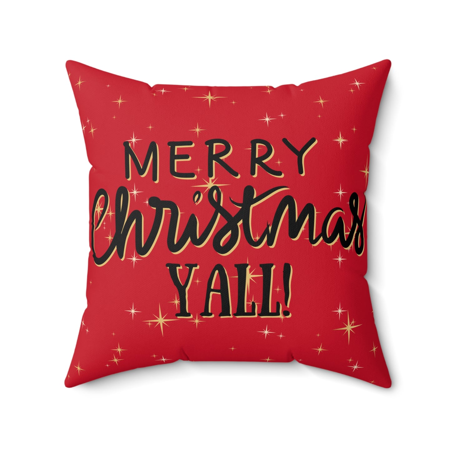 Christmas red Pillowcase & Pillow Insert with star pattern "merry chritmas yall"