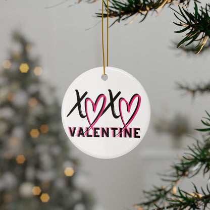 XOXO Valentine Ceramic Ornament | Flirty Heart Valentine Decor Keepsake by Subbin4Sanity