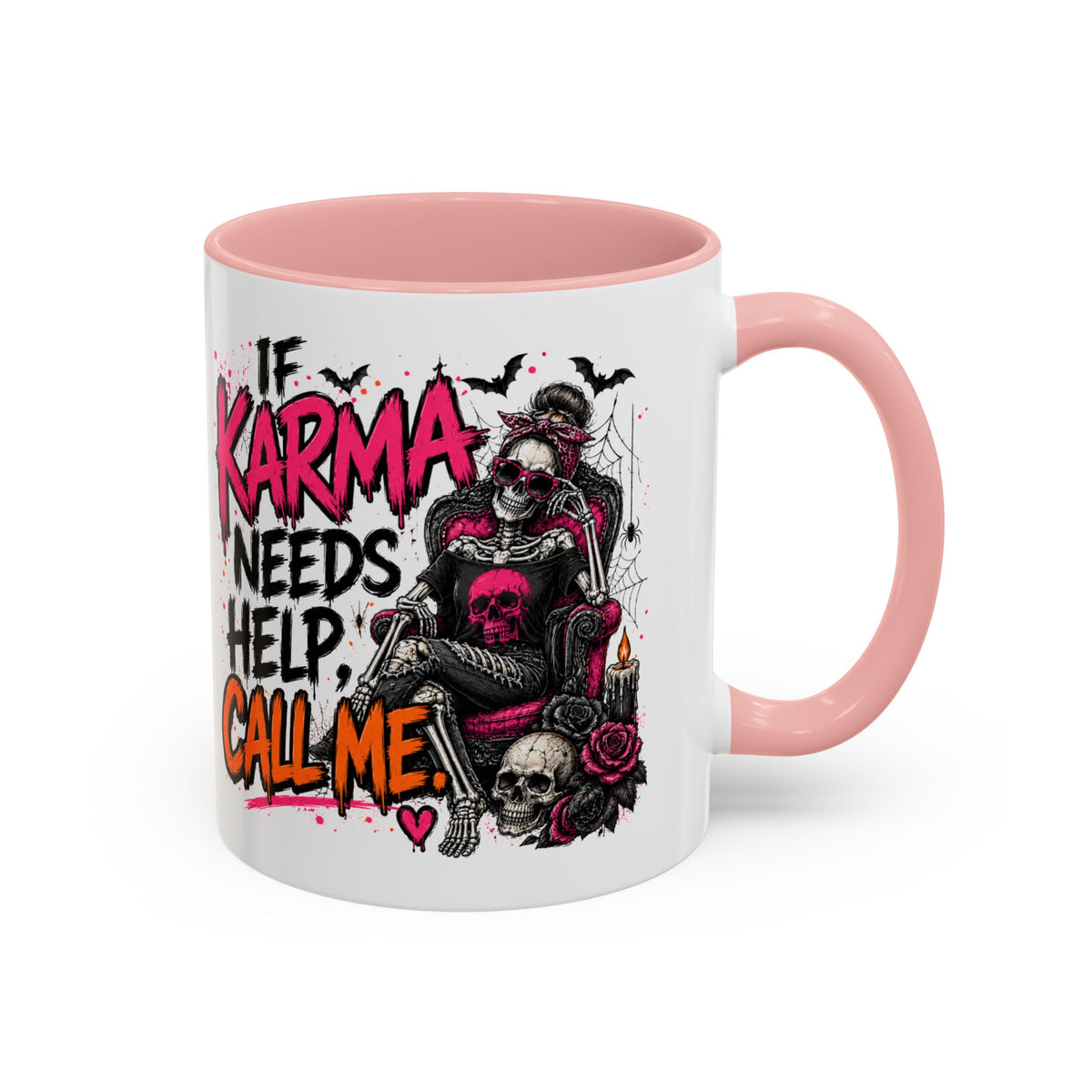 If Karma Needs Help Call Me Coffee Mug | Sarcastic Gothic Ceramic Mug by Subbin4Sanity