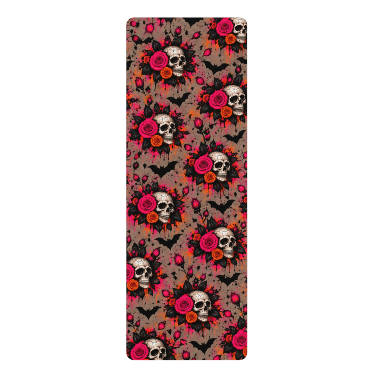 Deadly Blooms Rubber Yoga Mat | Gothic Floral Skull Workout Mat by Subbin4Sanity