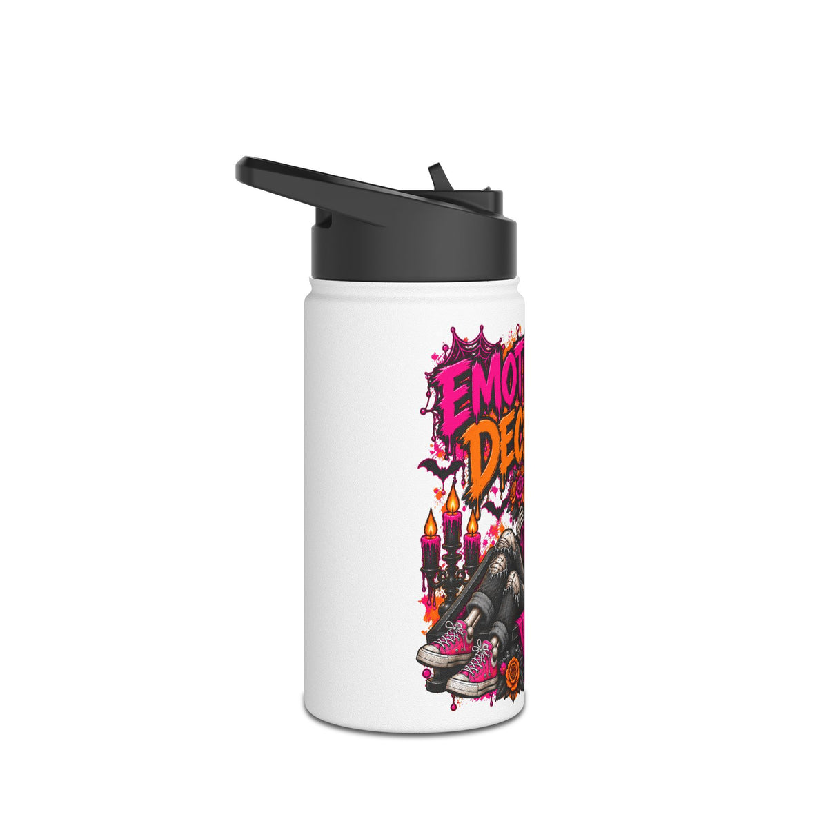 Emotionally Deceased Stainless Steel Water Bottle | Sarcastic Gothic Insulated Bottle by Subbin4Sanity