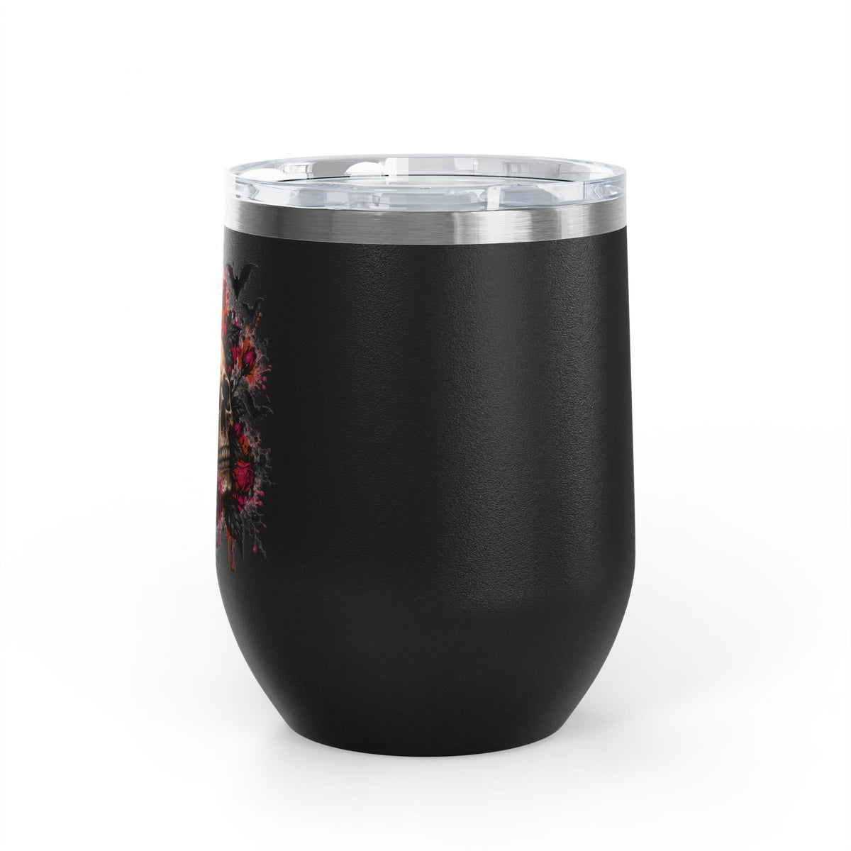 Deadly Blooms 12oz Wine Tumbler | Gothic Floral Skull Stainless Steel Cup by Subbin4Sanity