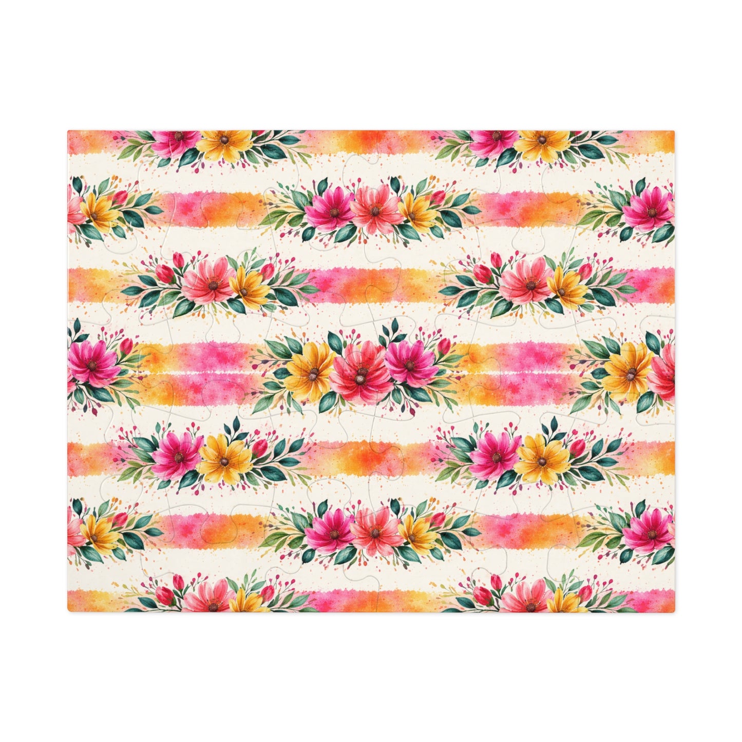 Wildflower Garden Stripe Pattern – Splatter Bloom Collection – Puzzle & Tin Storage Box