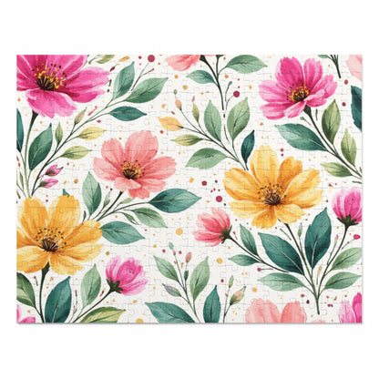 Watercolor Wildflower Garden Pattern – Splatter Bloom Collection – Puzzle & Tin Storage Box