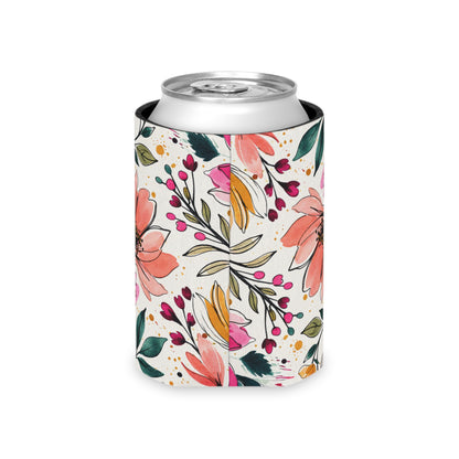 Modern Botanical Wildflower Pattern – Splatter Bloom Collection — Lightweight Foam Grip Lined Koozie