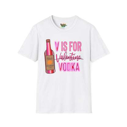 "V Is For Vodka" Valentine T-Shirt – Cute Graphic Tee | Unisex Softstyle Valentine’s Day Shirt