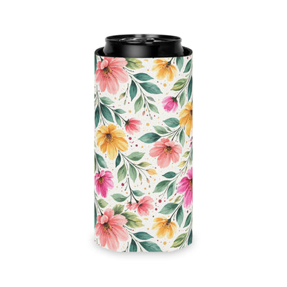 Watercolor Wildflower Garden Pattern – Splatter Bloom Collection – Lightweight Foam Grip Lined Koozie