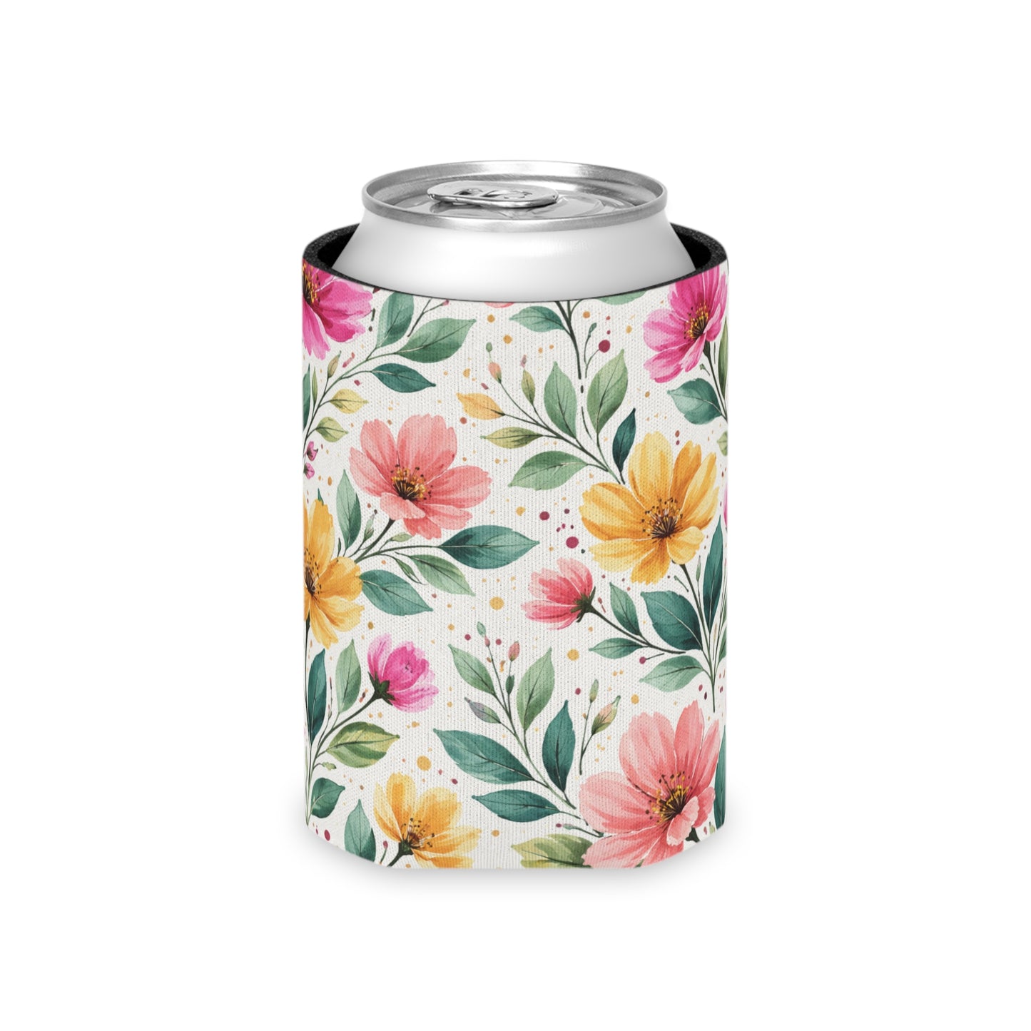 Watercolor Wildflower Garden Pattern – Splatter Bloom Collection – Lightweight Foam Grip Lined Koozie