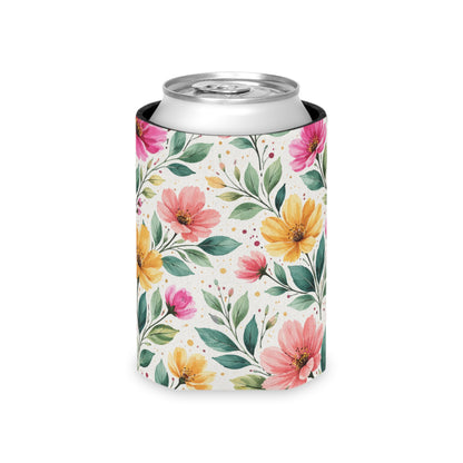 Watercolor Wildflower Garden Pattern – Splatter Bloom Collection – Lightweight Foam Grip Lined Koozie