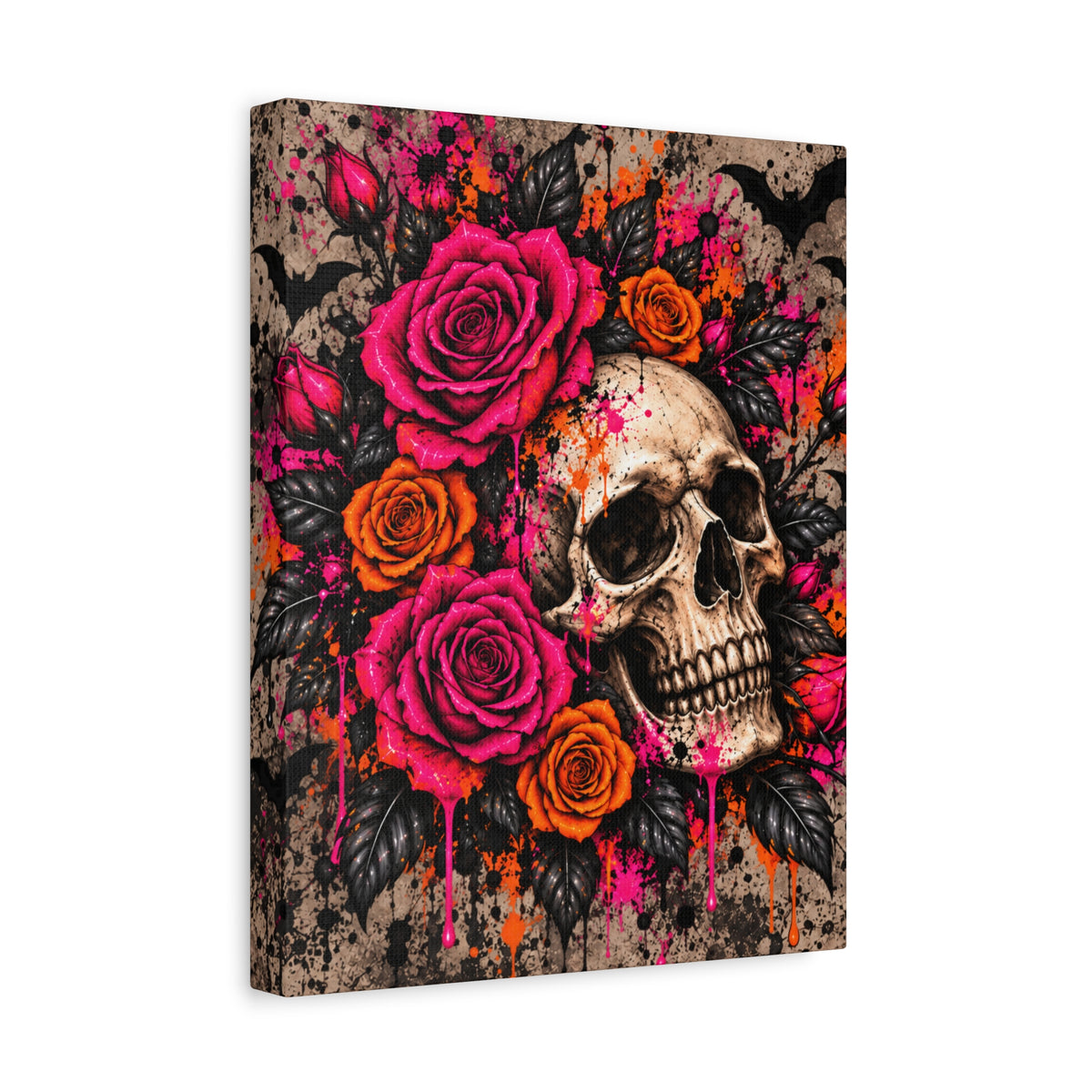 Deadly Blooms Halloween Canvas | Gothic Skull & Rose Wall Art by Subbin4Sanity