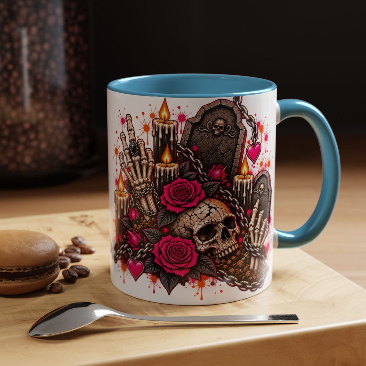 Dirt & Defiance Coffee Mug | Gothic Skull & Coffin Ceramic Mug by Subbin4Sanity