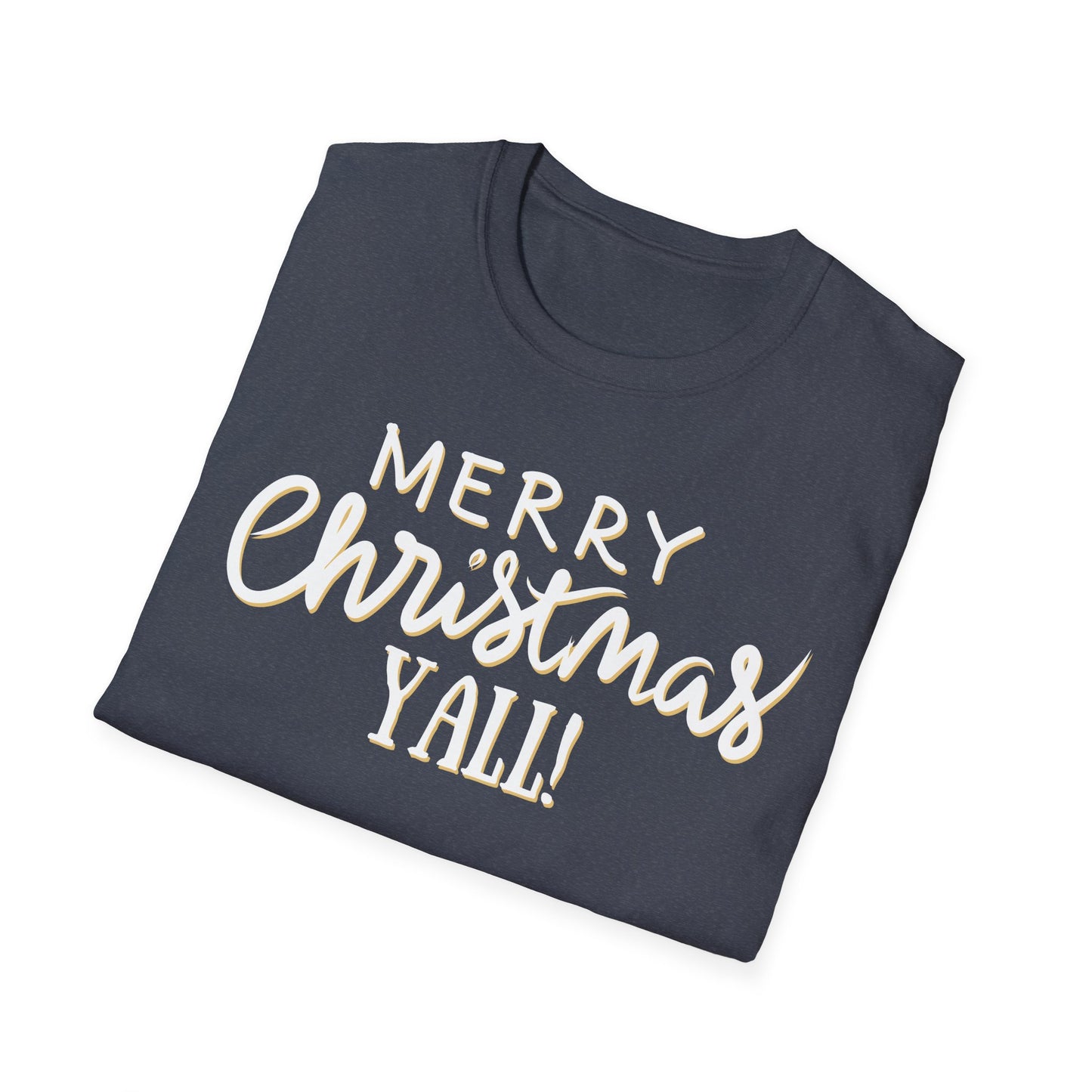 Merry Christmas Y’all Text Graphic T-Shirt | Southern Holiday Tee by Subbin4Sanity