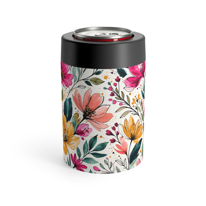 Modern Botanical Wildflower Pattern – Splatter Bloom Collection – 12oz Insulated Stainless Steel Koozie