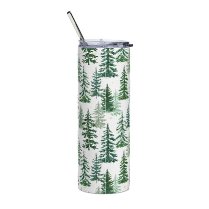 Merry Christmas Y’all 20oz Stainless Tumbler — Pine Tree Holiday Travel Cup