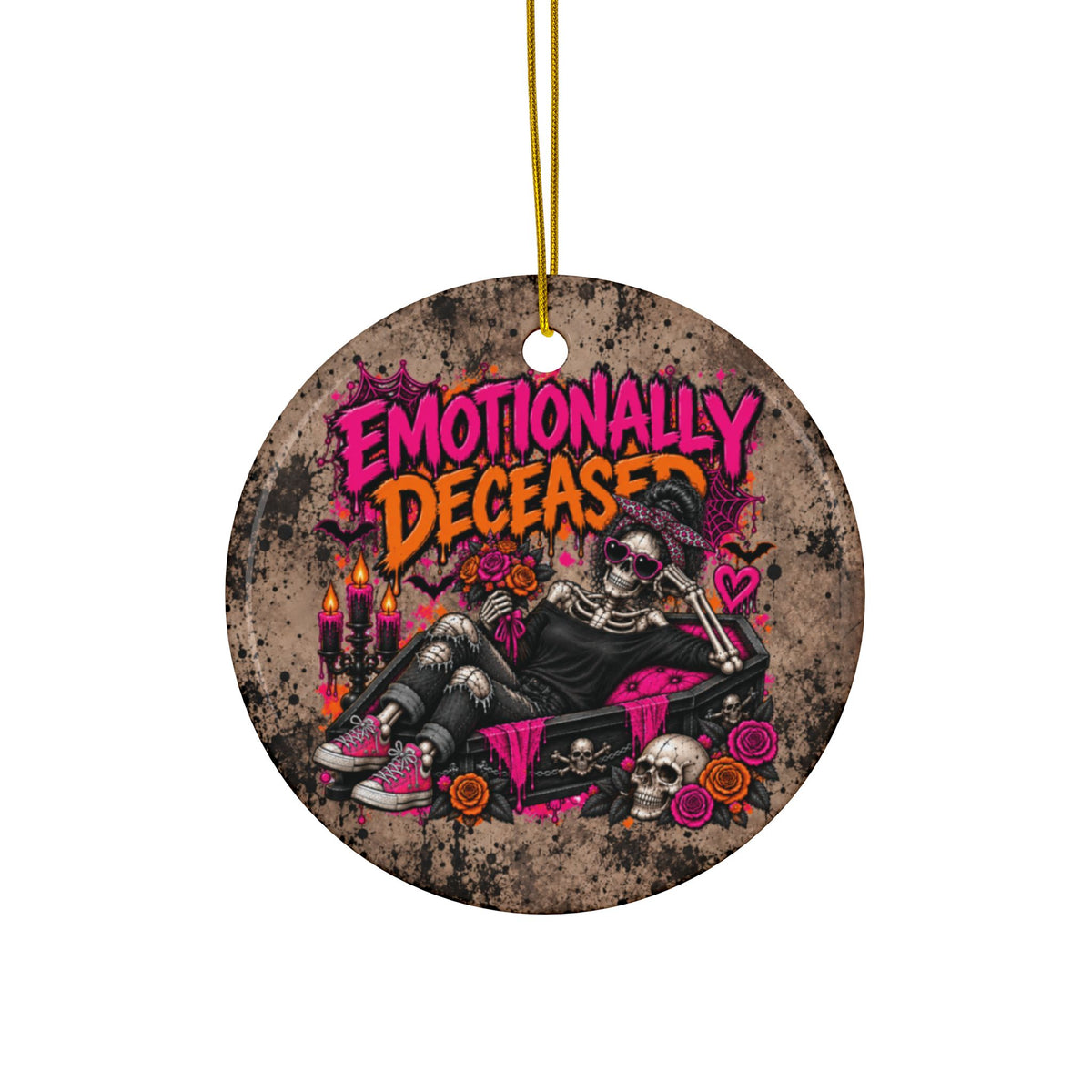 Emotionally Deceased Ceramic Ornament | Gothic Halloween Ornament & Holiday Gift Tag by Subbin4Sanity