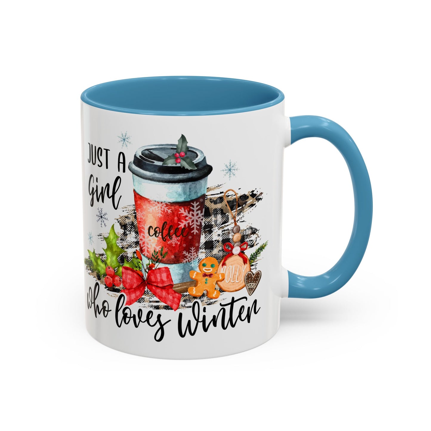 Christmas Coffee Mug, 11oz, "Just a girl who loves winter!"