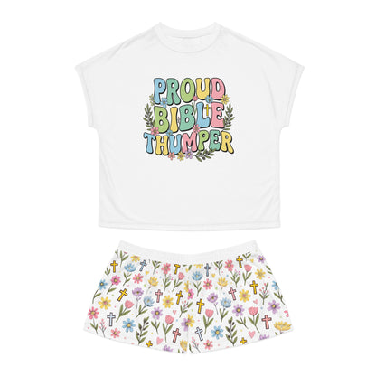 Proud Bible Thumper Multicolor Spring Easter Faith Women's Short Pajama Set