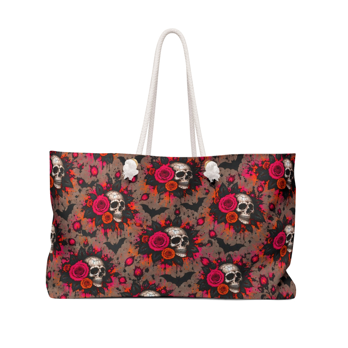 Deadly Blooms Weekender Tote Bag | Skull & Rose Halloween Travel Bag by Subbin4Sanity