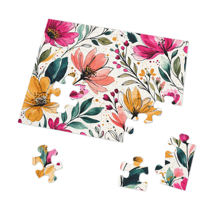 aModern Botanical Wildflower Pattern – Splatter Bloom Collection – Puzzle & Tin Storage Box