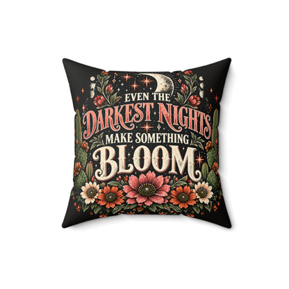 Even The Darkest Nights Make Something Bloom + Crescent Blooms Double-Sided Pillowcase & Insert | Celestial Boho Halloween Decor by Subbin4Sanity