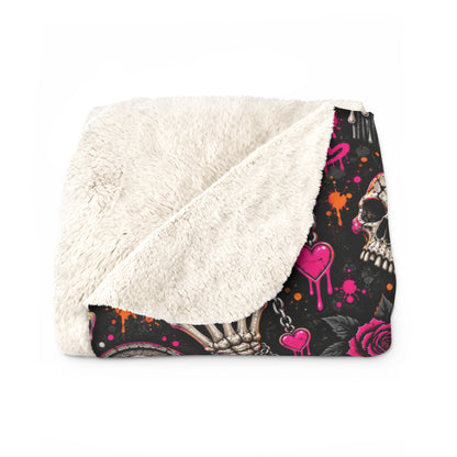 Dirt & Defiance Sherpa Fleece Blanket | Gothic Skull & Graveyard Throw by Subbin4Sanity