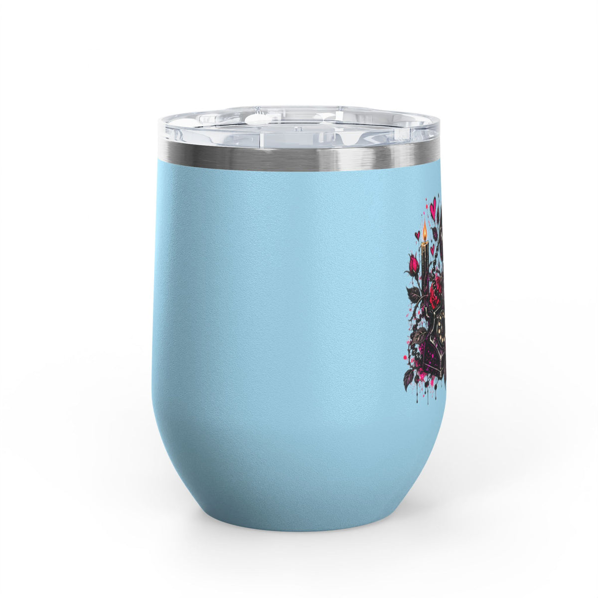 Karma’s Calling 12oz Wine Tumbler | Gothic Skull & Telephone Stainless Steel Cup by Subbin4Sanity