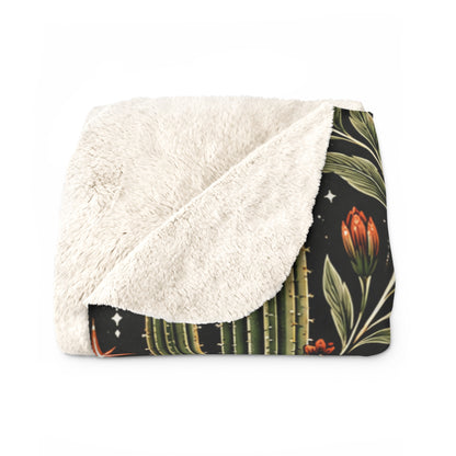 Desert Eclipse Sherpa Fleece Blanket | Celestial Boho Halloween Throw by Subbin4Sanity