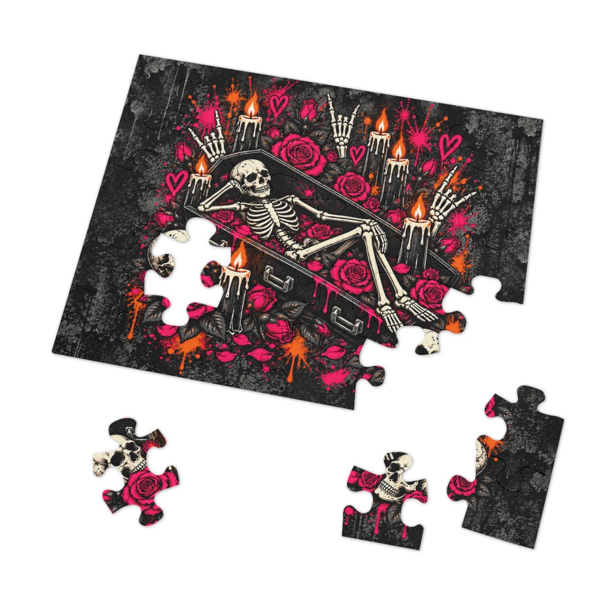 Dead & Unbothered Halloween Jigsaw Puzzle | Gothic Skeleton Statement Puzzle by Subbin4Sanity