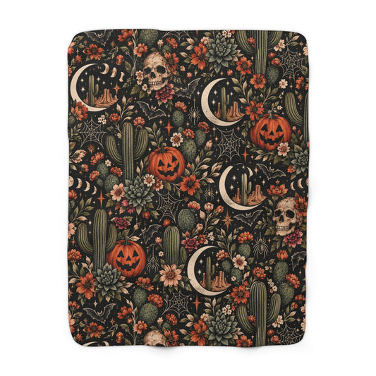 Desert Eclipse Sherpa Fleece Blanket | Celestial Boho Halloween Throw by Subbin4Sanity